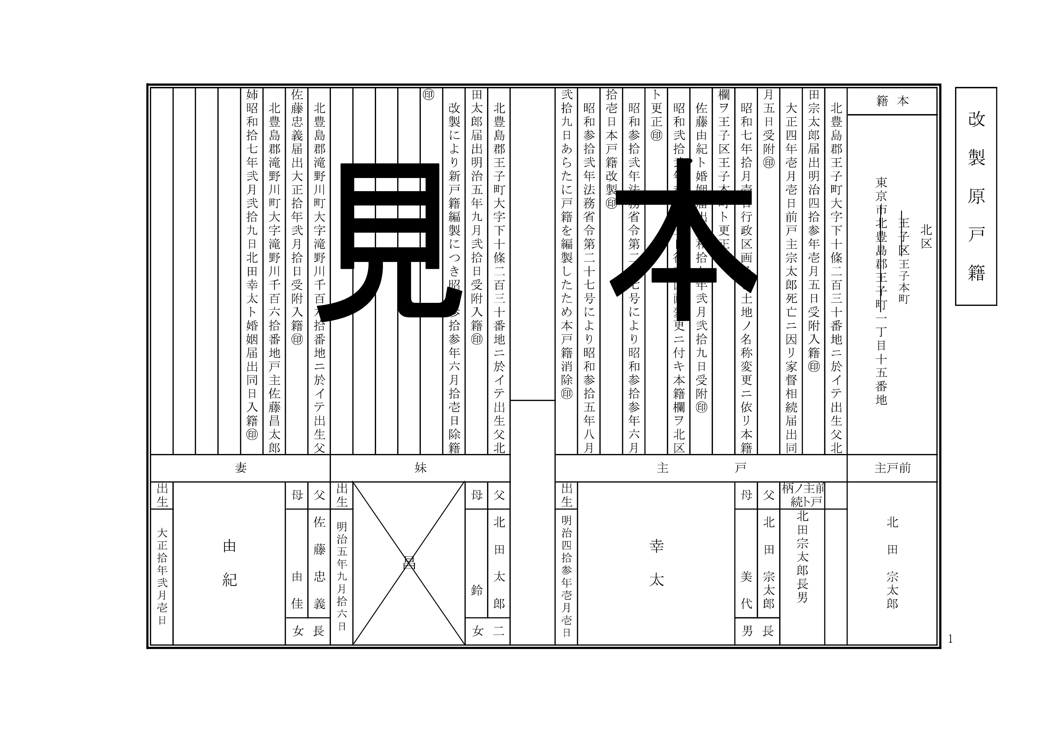 昭和改製原戸籍の見本 1枚目